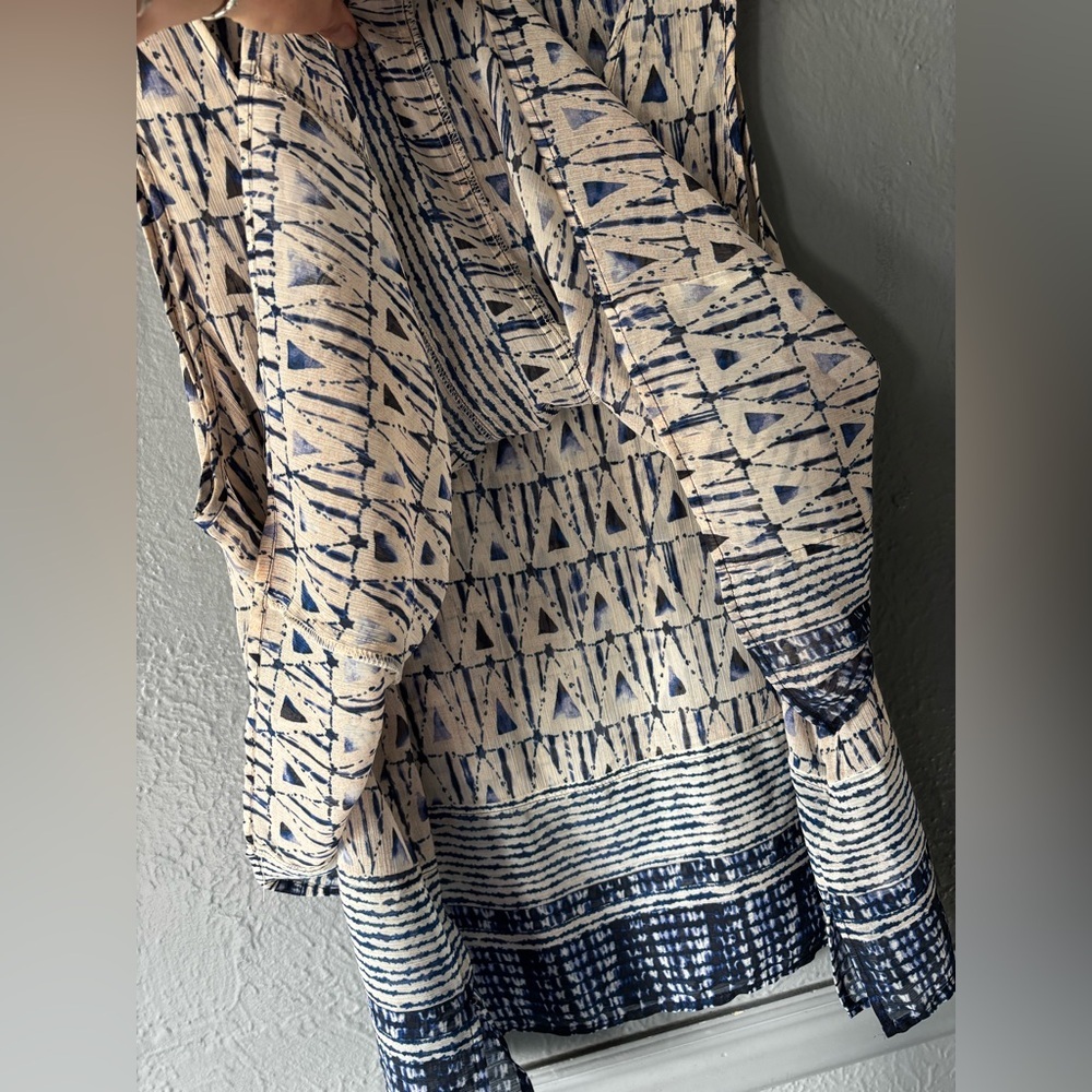 Liverpool Los Angeles Navy Cream Geometric Print Tank Top Size Large Lightweight - Picture 10 of 12